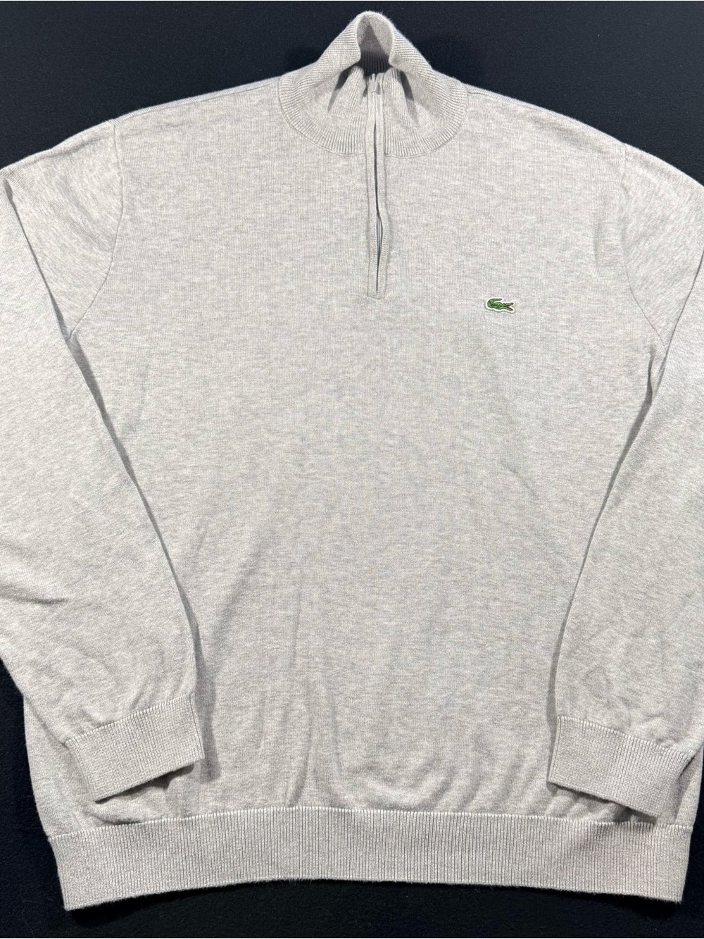 Lacoste Men’s Light Gray Quarter-Zip Mock Neck Sweater Size 6/XL